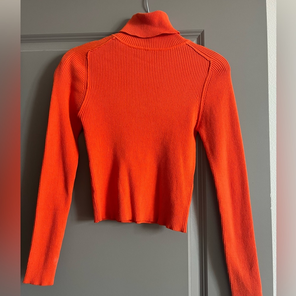 Orange Turtleneck Cropped Shirt